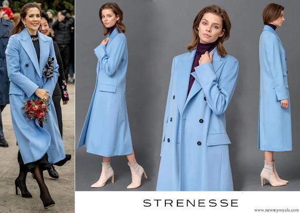 Crown Princess Mary wore STRENESSE Long cut coat in Loro Piana virgin wool