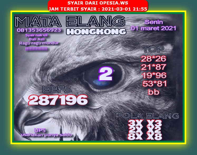 Kode Syair Hongkong Senin 1 Maret 2021 Kumpulan Syair Toto