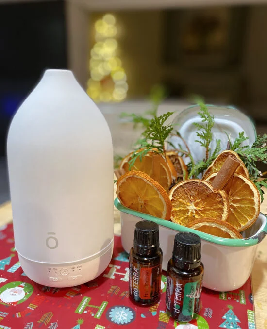 doTerra diffuser, essential oils and orange slices