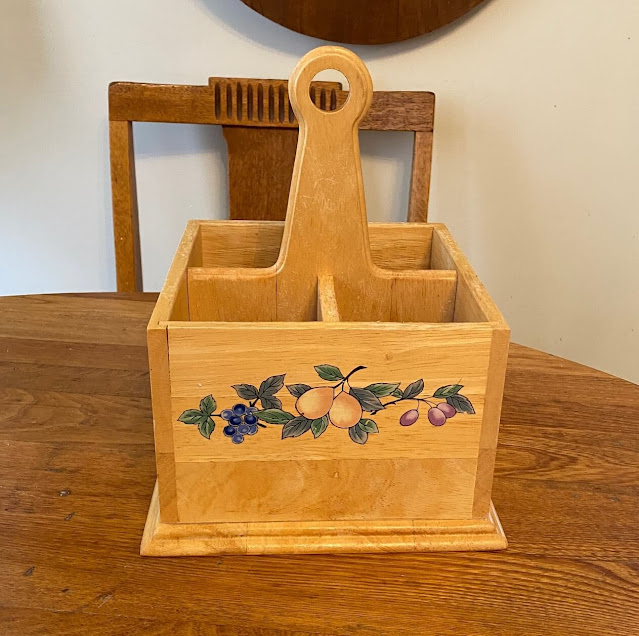 A Goodwill Mikasa Wooden Silverware Caddy Receives A Makeover With