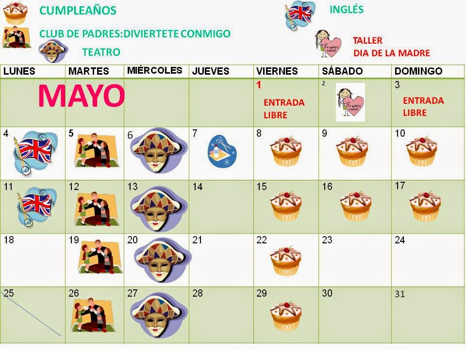 EL RINCÓN DE ARCOIRIS CALENDARIO DE MAYO 2015 EL RINCÓN DE ARCOIRIS CALENDARIO DE MAYO 2015