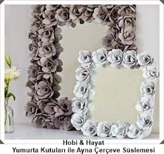 Yumurta Kutuları ile Ayna Çerçeve Süslemesi Hobi Ayna Süsleme