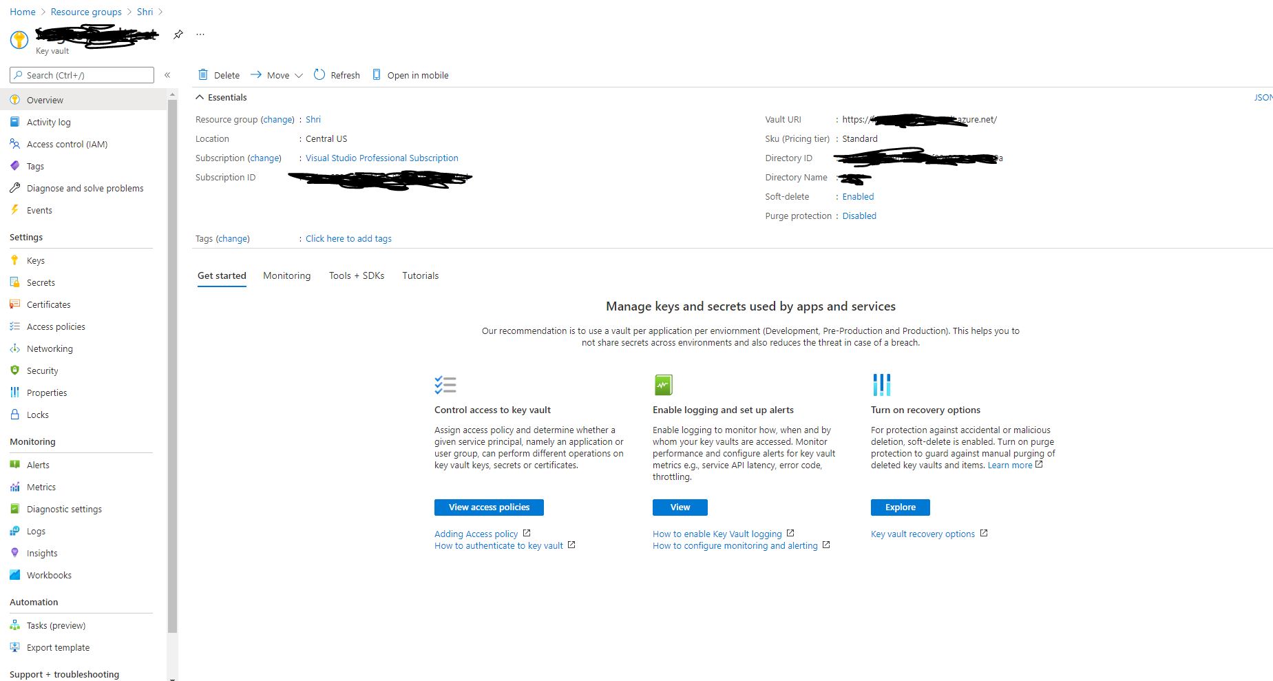 Shri's Blog: Store a Secret in Azure Key Vault