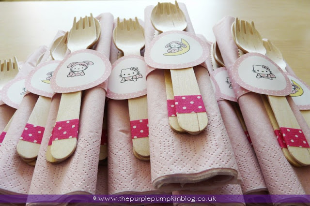 Cutlery & Napkin Bundles for a Baby Shower at The Purple Pumpkin Blog