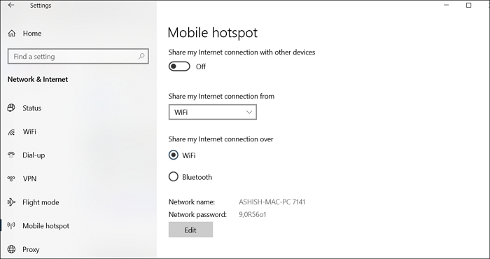 Windows Mobile Hotspot