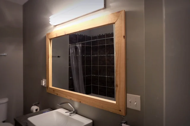 cedar frame bathroom wall mirror clip keyhole float