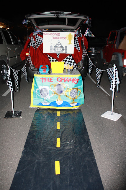 Welcome racers, NASCAR themed trunk or treat.