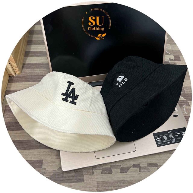 NÓN BUCKET NHUNG TĂM UNISEX CHỮ LA