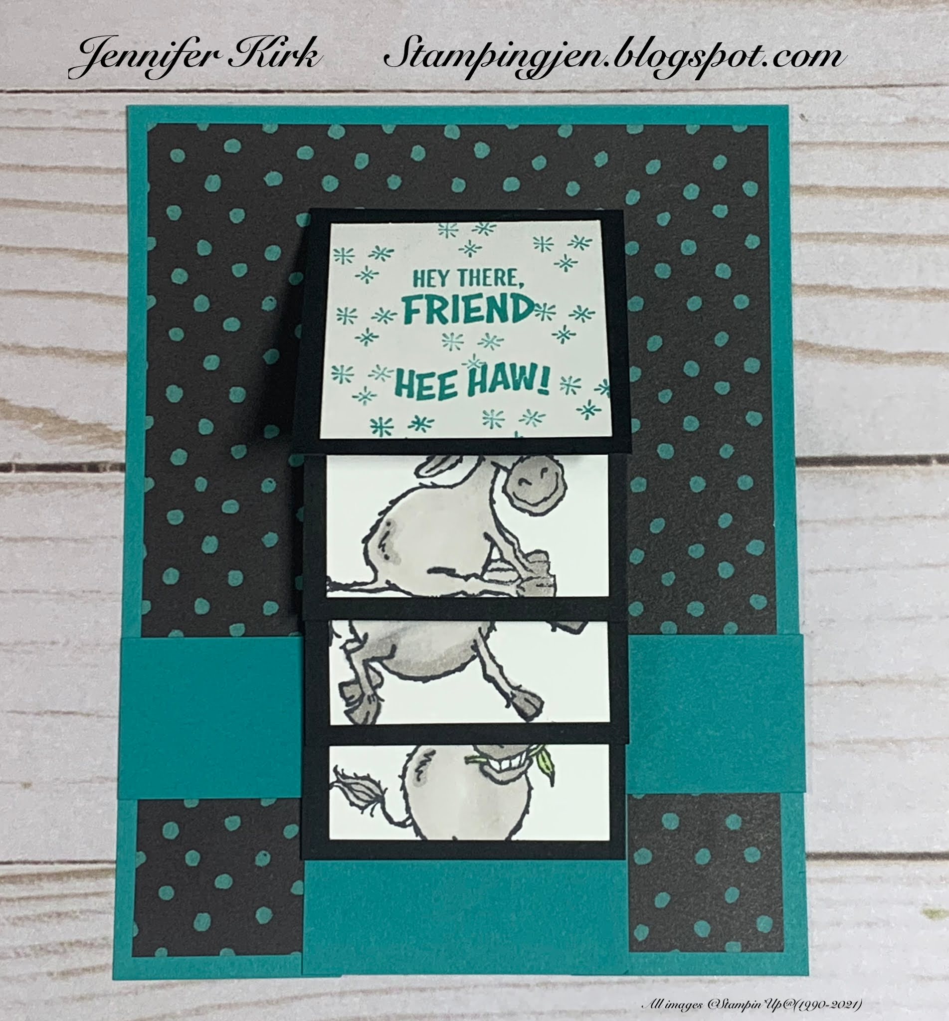 Stamping with Jen: Darling Donkey's Waterfall Card