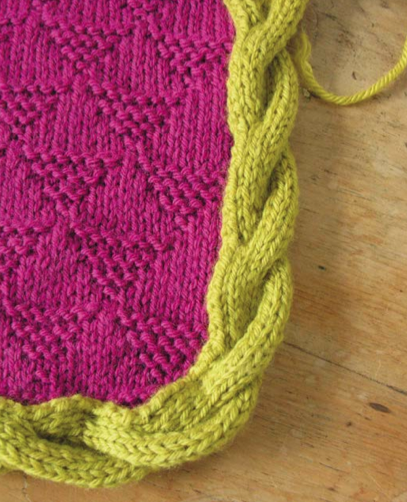 How to turn a cabled afghan border using short rows -- Rowan Mystery Martin Storey Afghan KAL I finishing tips