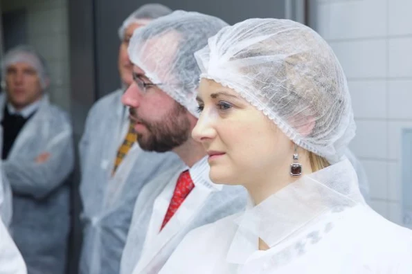 Crown Prince Guillaume and Crown Princess Stephanie of Luxemburg visited Namur-Hamm patisserie and chocolate factory.