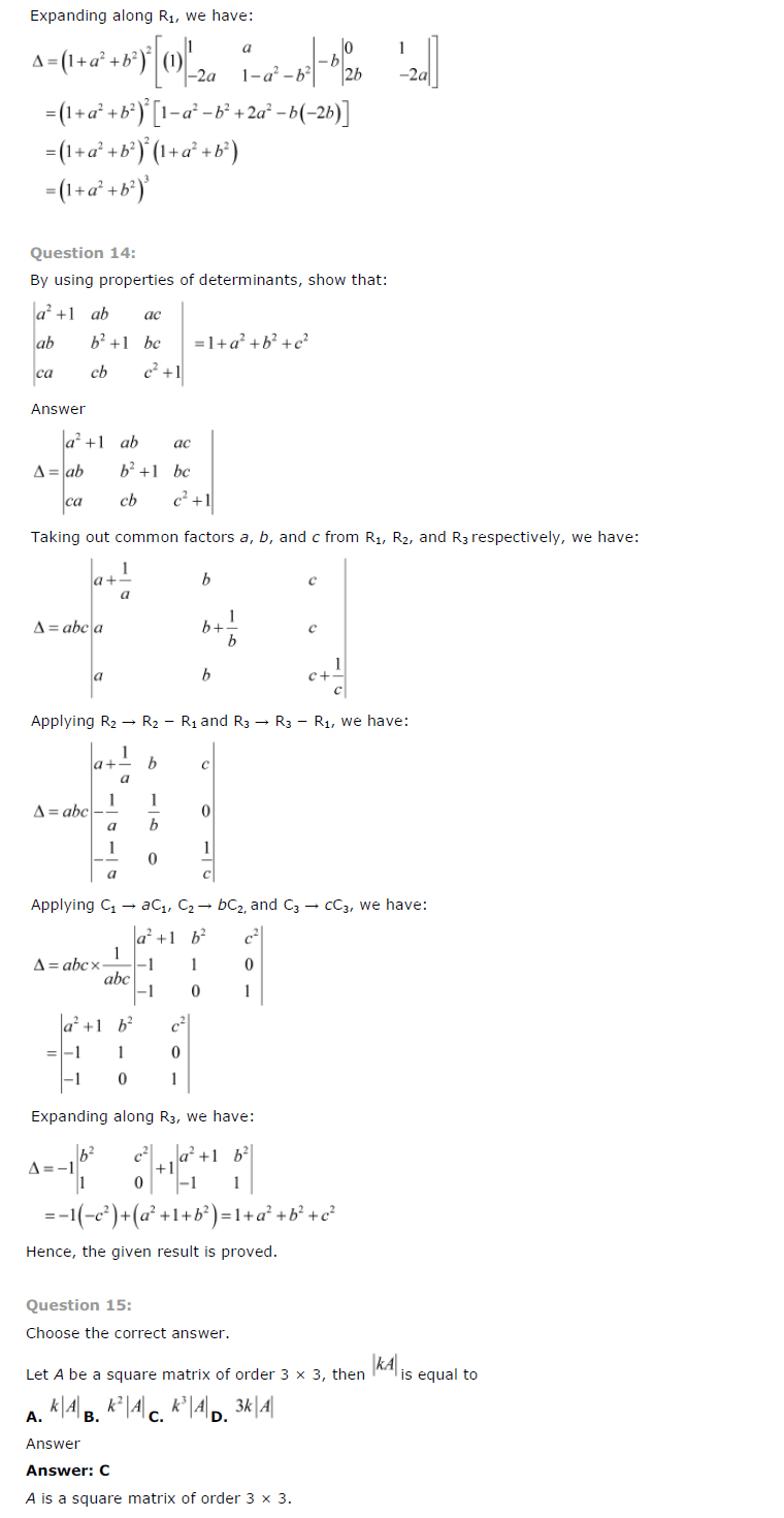 Class 12th Maths Chapter 4 Determinants