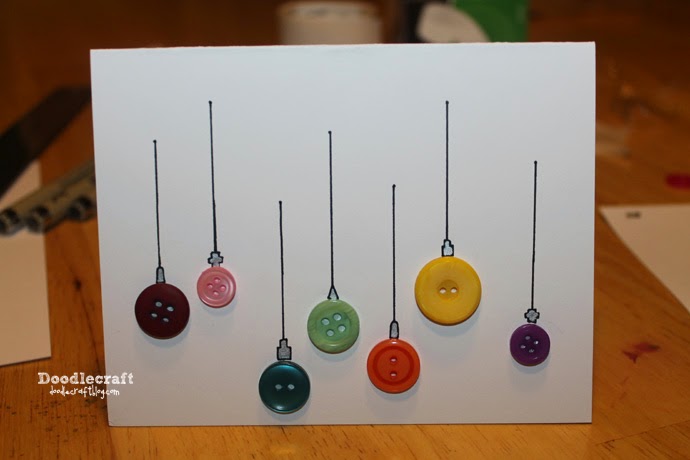 Doodlecraft: Button Ornament Christmas Cards!