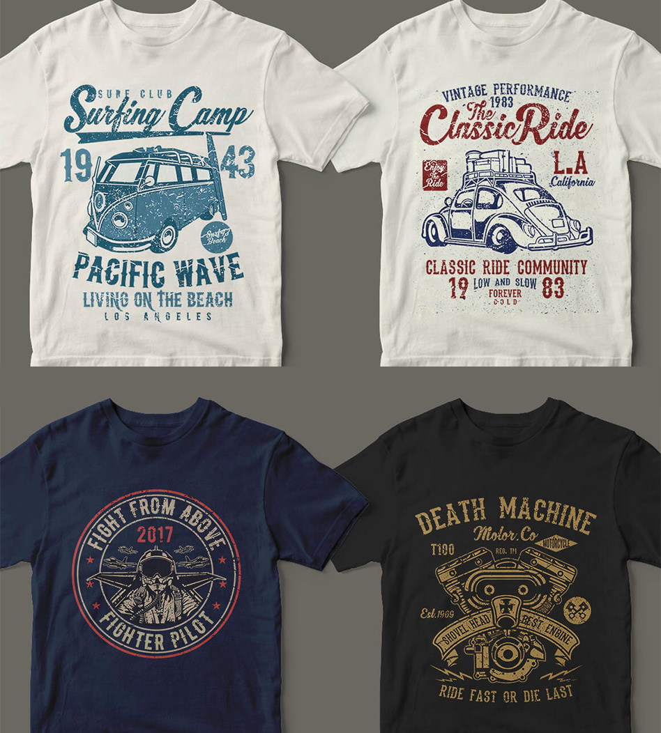 200 Editable vector collection for t shirts design - Tees Vector