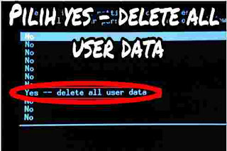 Pilih yes - delete all user data