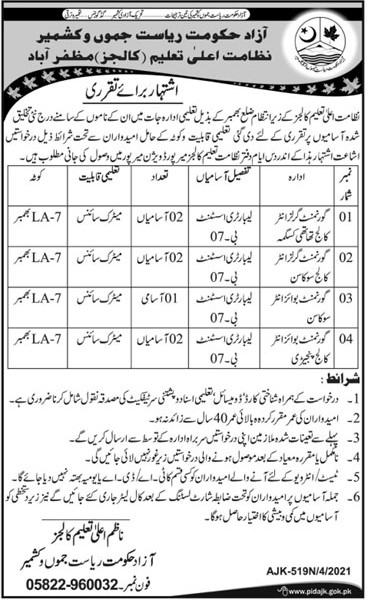 AJK Higher Education Department Jobs 2021 in Pakistan AJK Higher Education Department Jobs 2021 in Pakistan