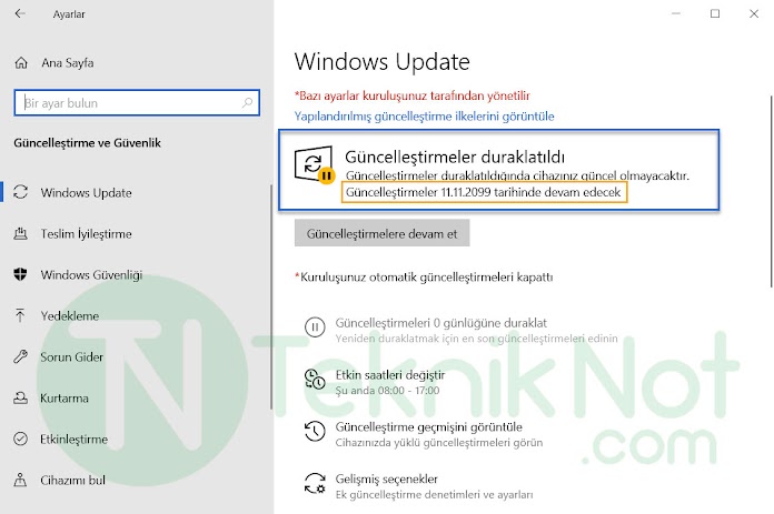 Windows 10 Otomatik Güncellemeleri Kapatma