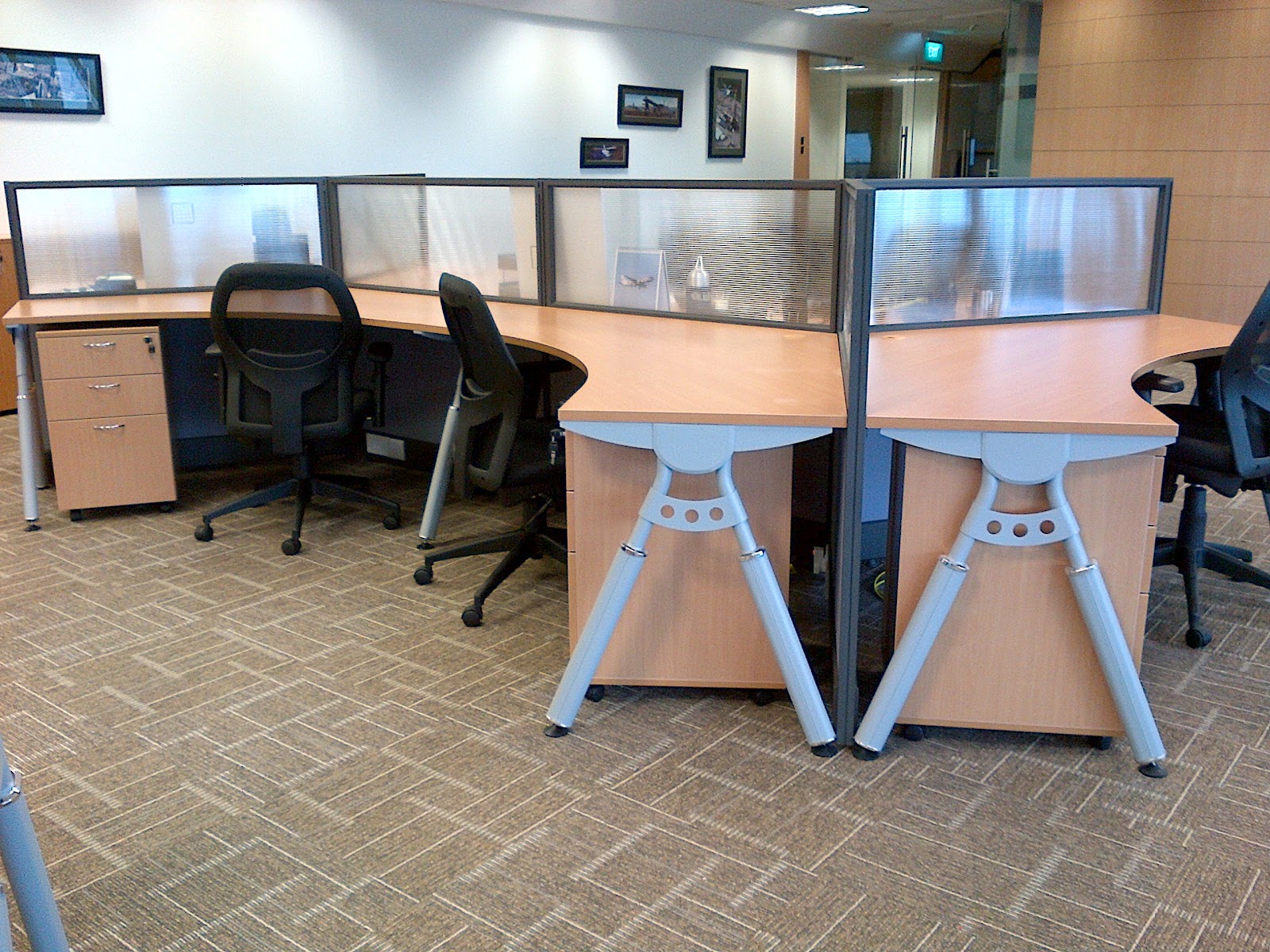 Office Furniture Singapore Modern Sleek Cluster of 6 Workstations
