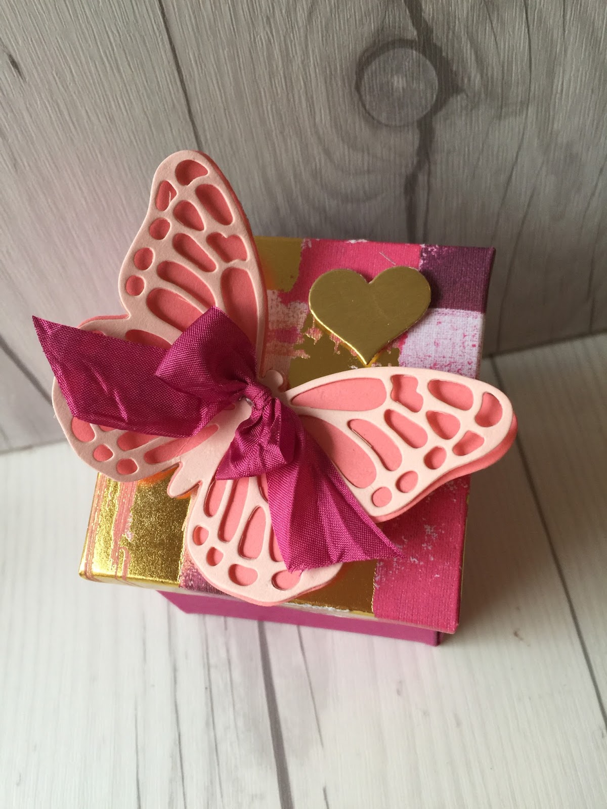 Stamped Sophisticates Valentine Butterfly Gift Box using Painted with