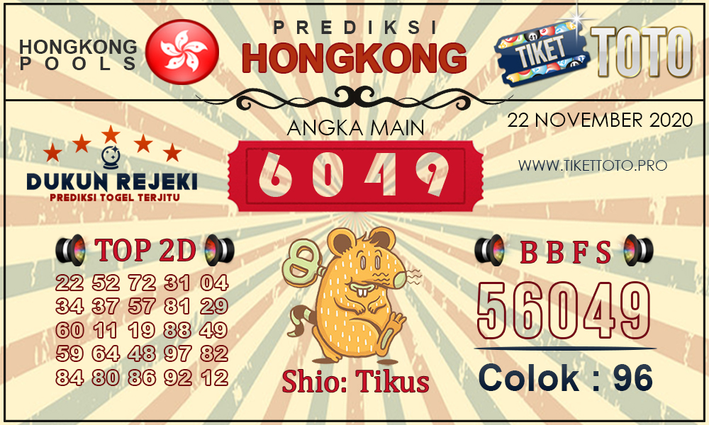 Prediksi Togel HONGKONG TIKETTOTO 22 NOVEMBER 2020