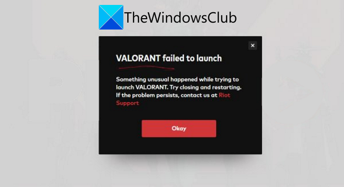 Reparar VALORANT no se pudo iniciar en una PC con Windows