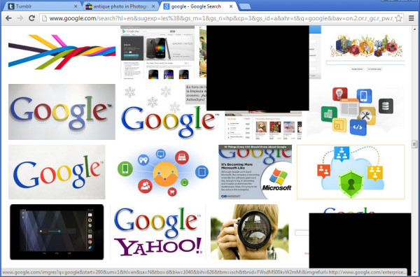 El navegador Chrome muestra cuadros negros aleatorios