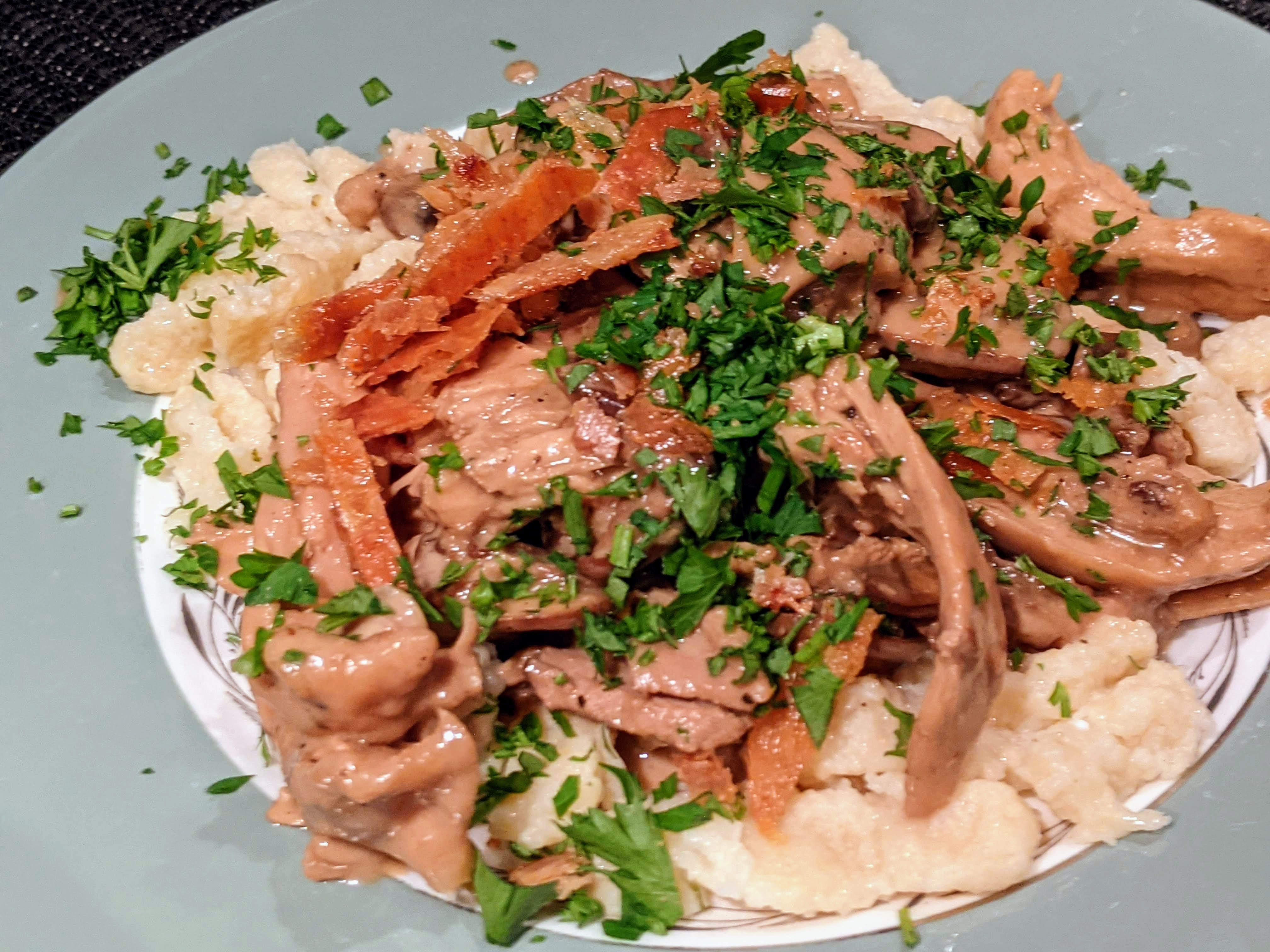 Honey on a razor blade Spaetzle made with a potato ricer