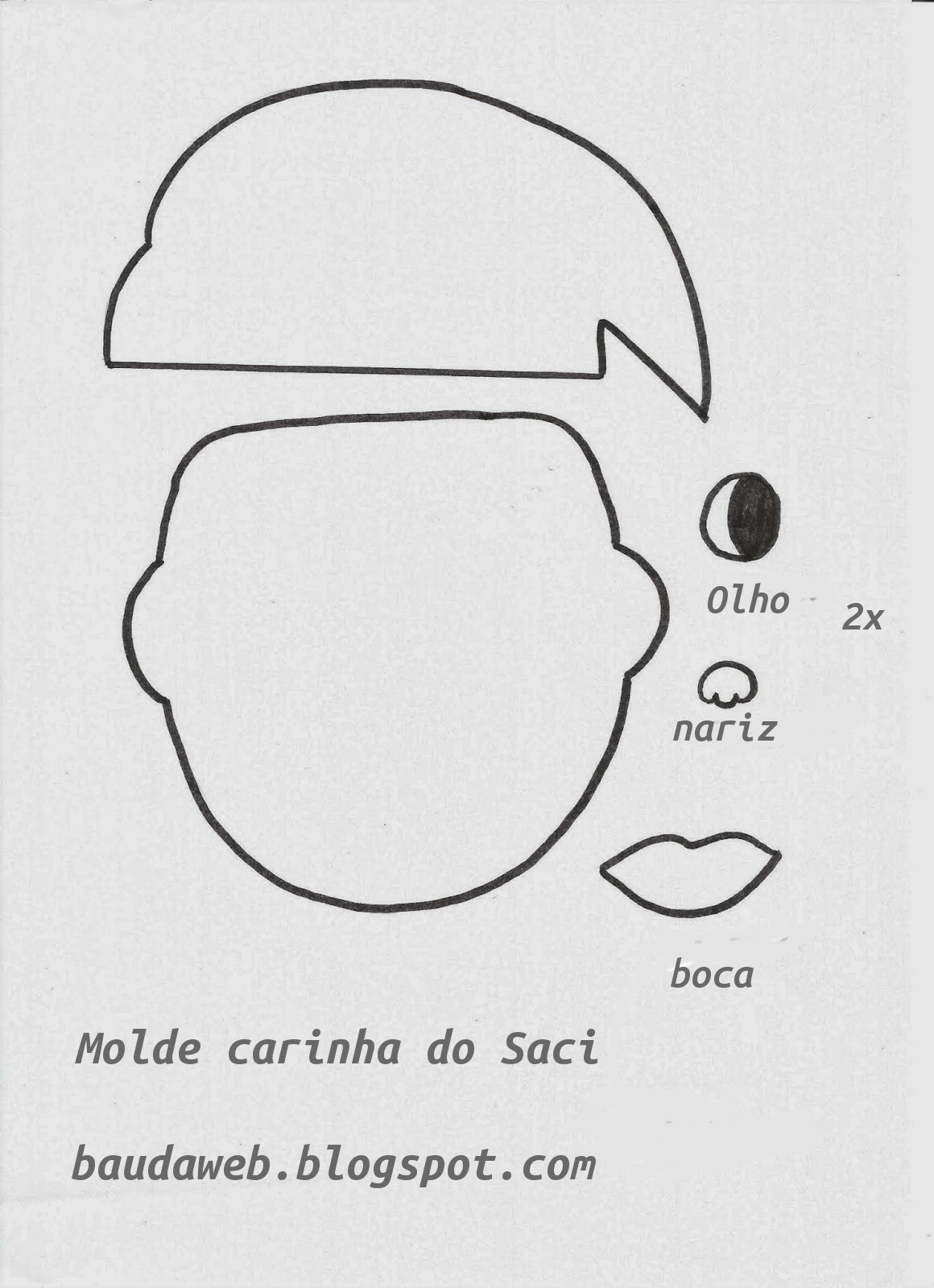 Baú da Web: Molde do SACI para fazer em Feltro ou Eva