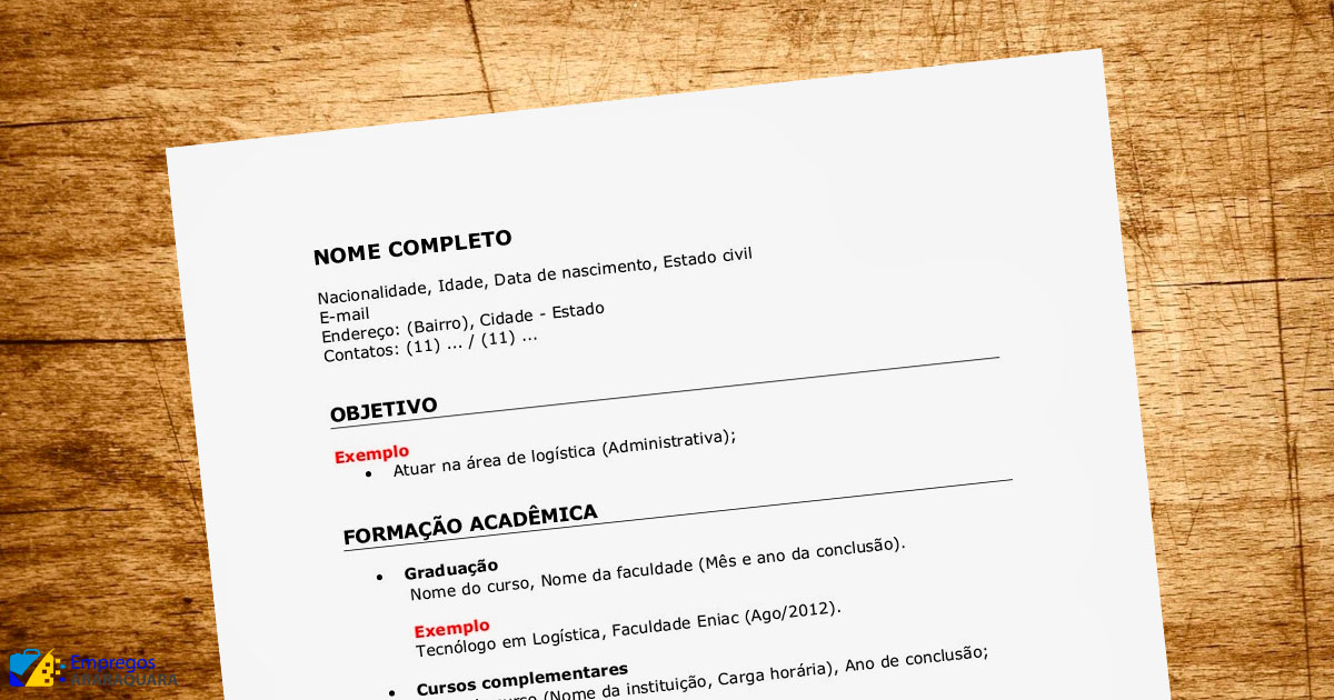 58+ Modelos de Currículo Pronto para Preencher e Imprimir | Empregos  Araraquara