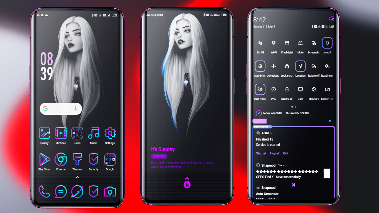 Dark and voilet theme for MIUI 11 simple and clean Theme with dark