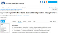 Screenshot of Exponential Growth of Bacteria: Constant Multiplication Through Division, by Stephen Hagen (American Journal of Physics, 78:1290–1296, 2010).