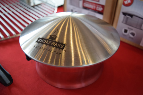 The smokeware rain cap keeps rain out of your kamado while smoking in the rain but it can also be used as a regular exhaust control.