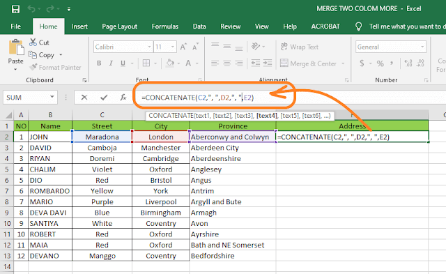 Merge Three Columns In Excel