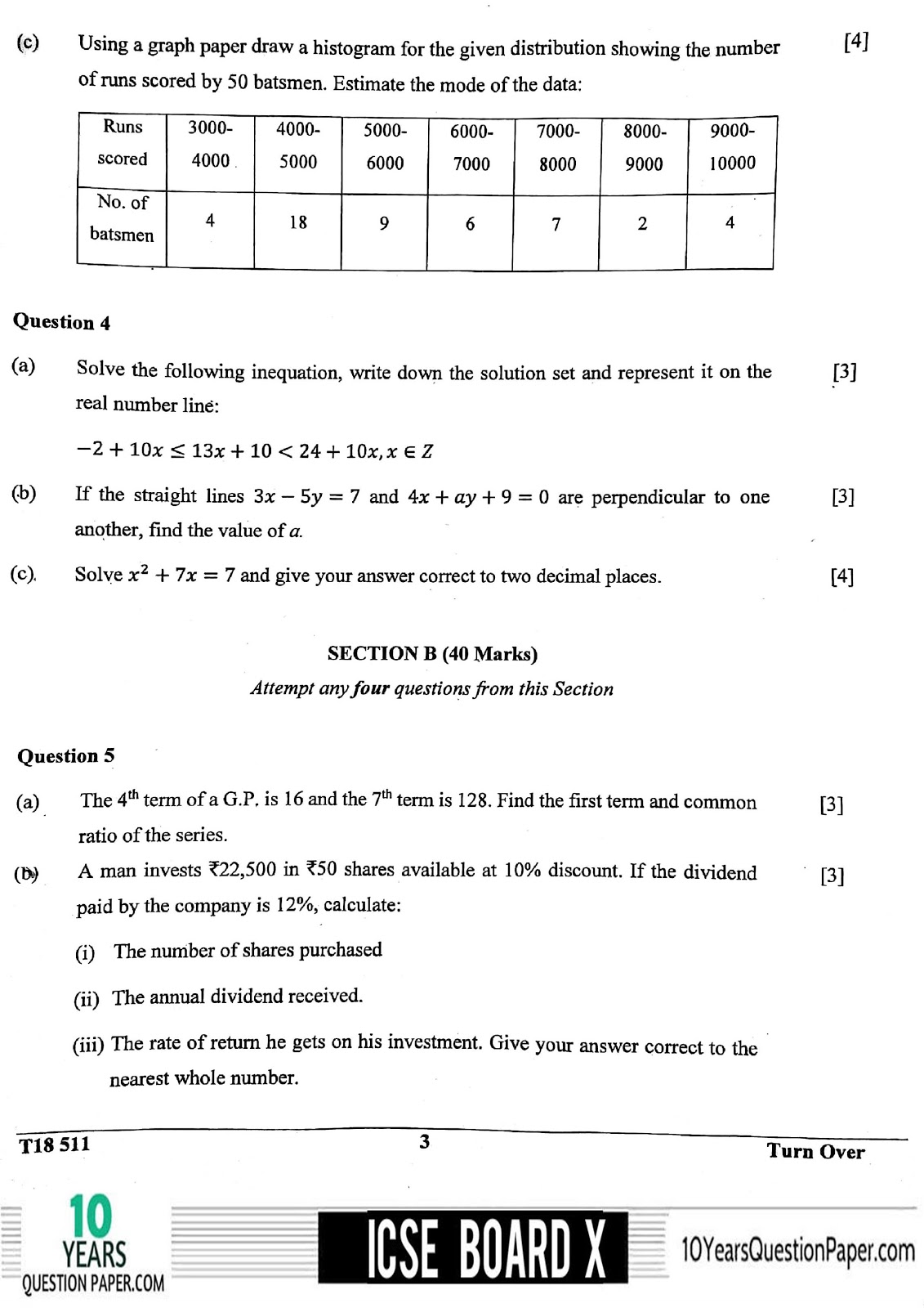 ICSE class 10 Mathematics board question paper Download ICSE Board 2018 Mathematics Question paper page-03