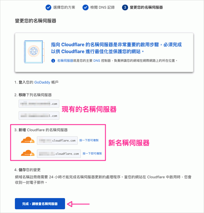 Cloudflare 新名稱伺服器