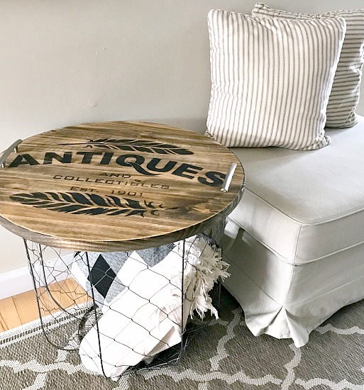 Stenciled Tray and Side Table Storage