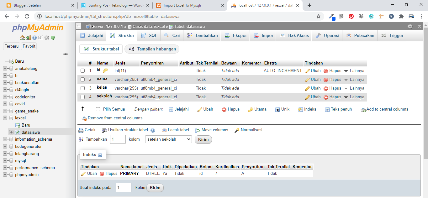 database program import excel ke mysqli