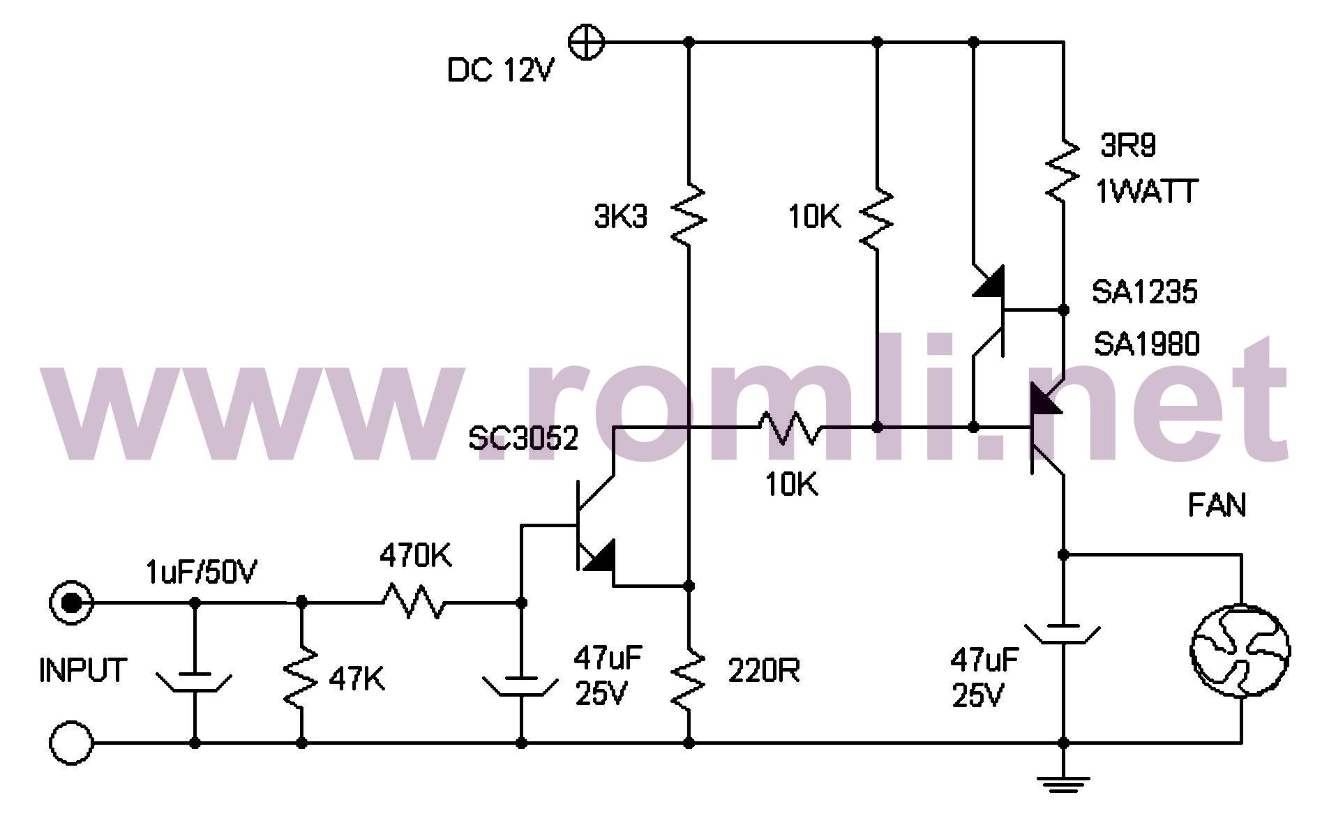 Skema Rangkaian Kipas Angin Untuk Power Amplifier | Romli Dot Net