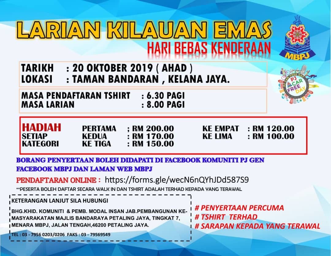 RUNNERIFIC Larian Kilauan Emas ( Hari Bebas Kenderaan )