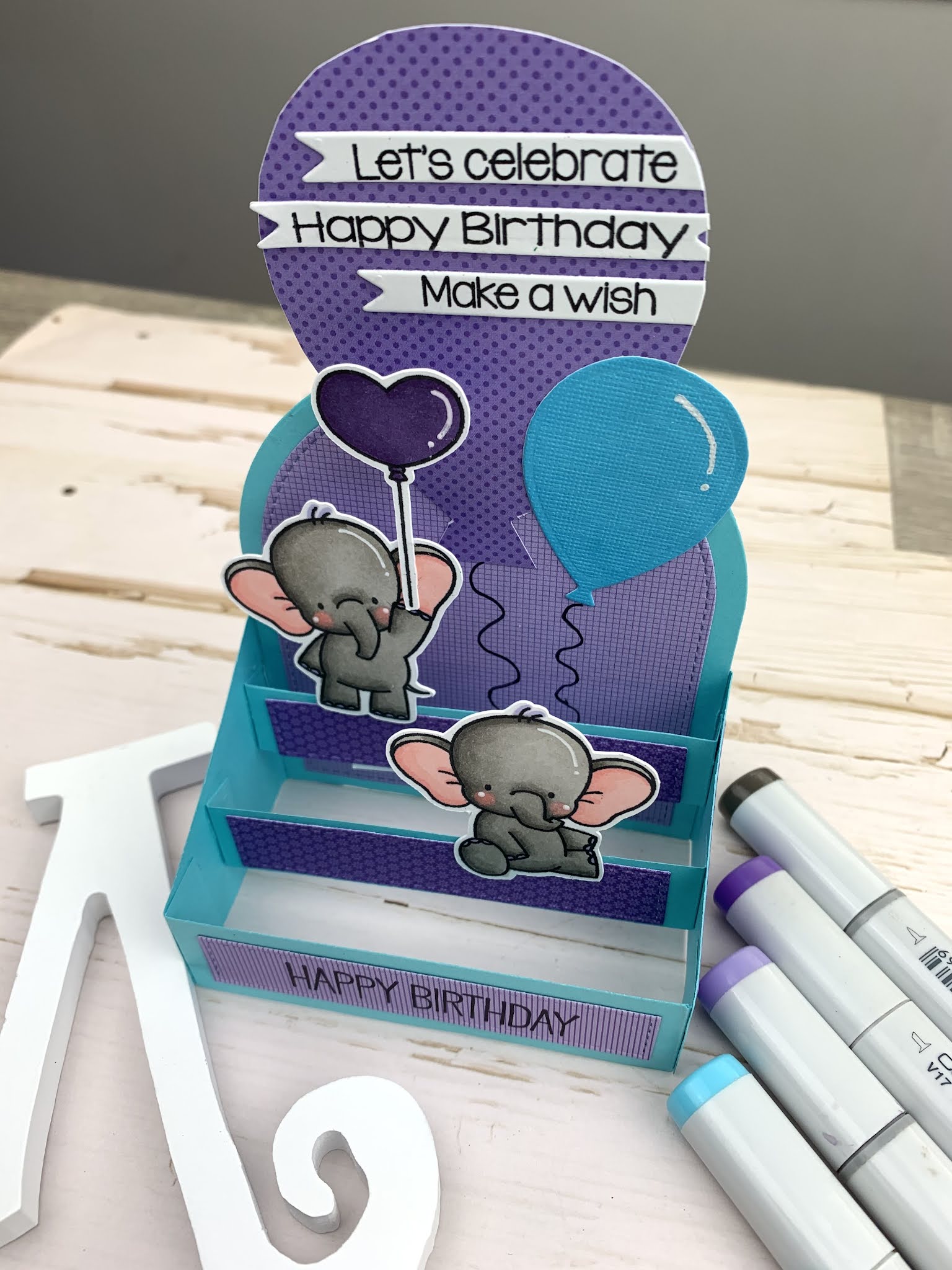 Made By Meghan K Adorable Elephants Outside the Box Birthday Cards