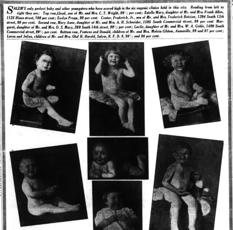 Salem Breakfast on Bikes "Baby Eugenics Tests...Grand Success" in 1919