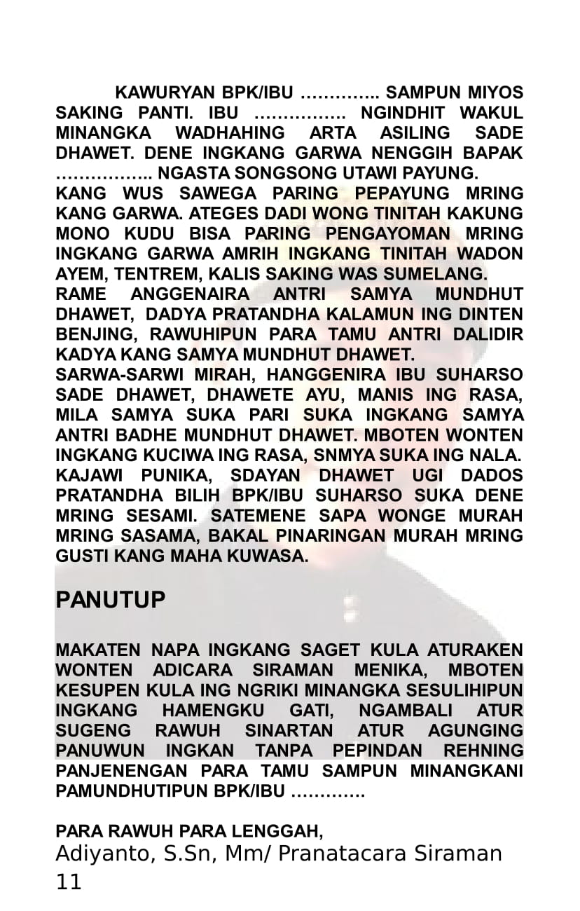 Sekar Adi Wirama Mc Acara Siraman Manten