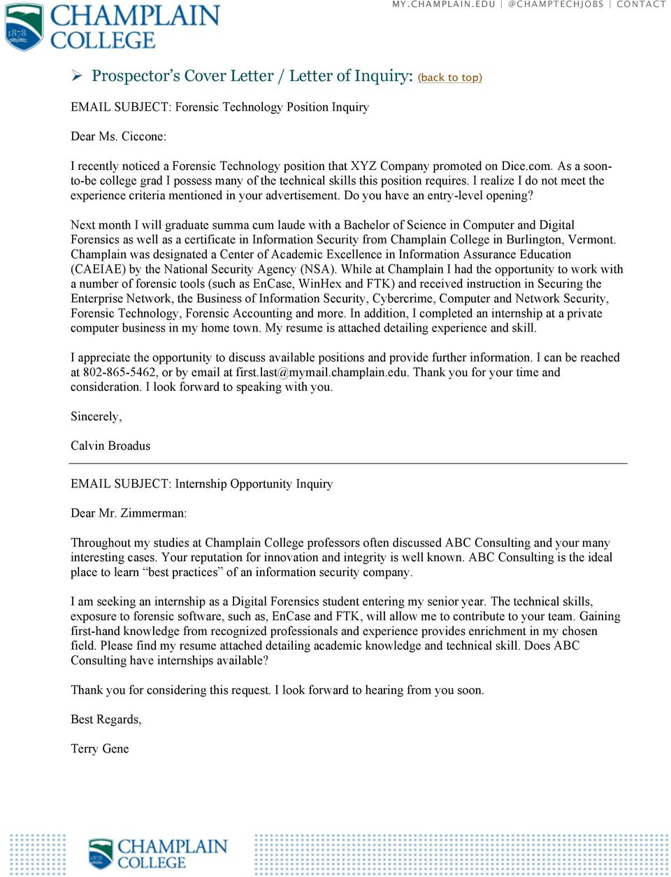 Digital Forensic Examiner Cover Letter Resume Letter