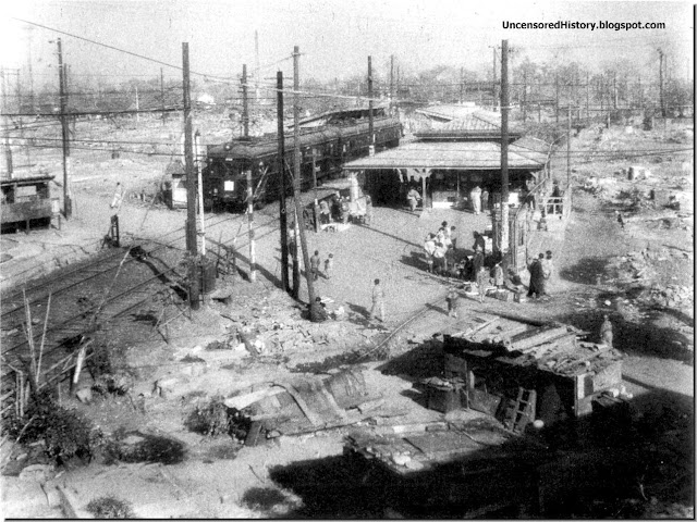 Togoshi  Railway station Tokyo March. 1945 destroyed Allied bombing