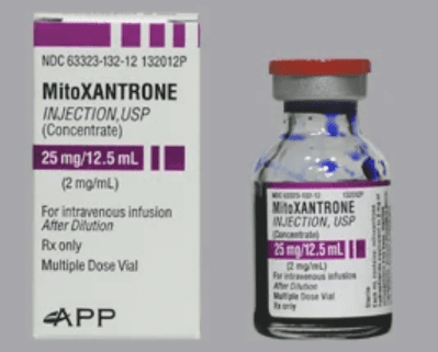 embalagem frasco de mitoxantrona sus esclerose multipla