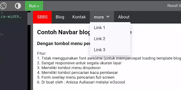 Cara membuat navbar blog responsif dengan menu dropdown plus menu pencarian
