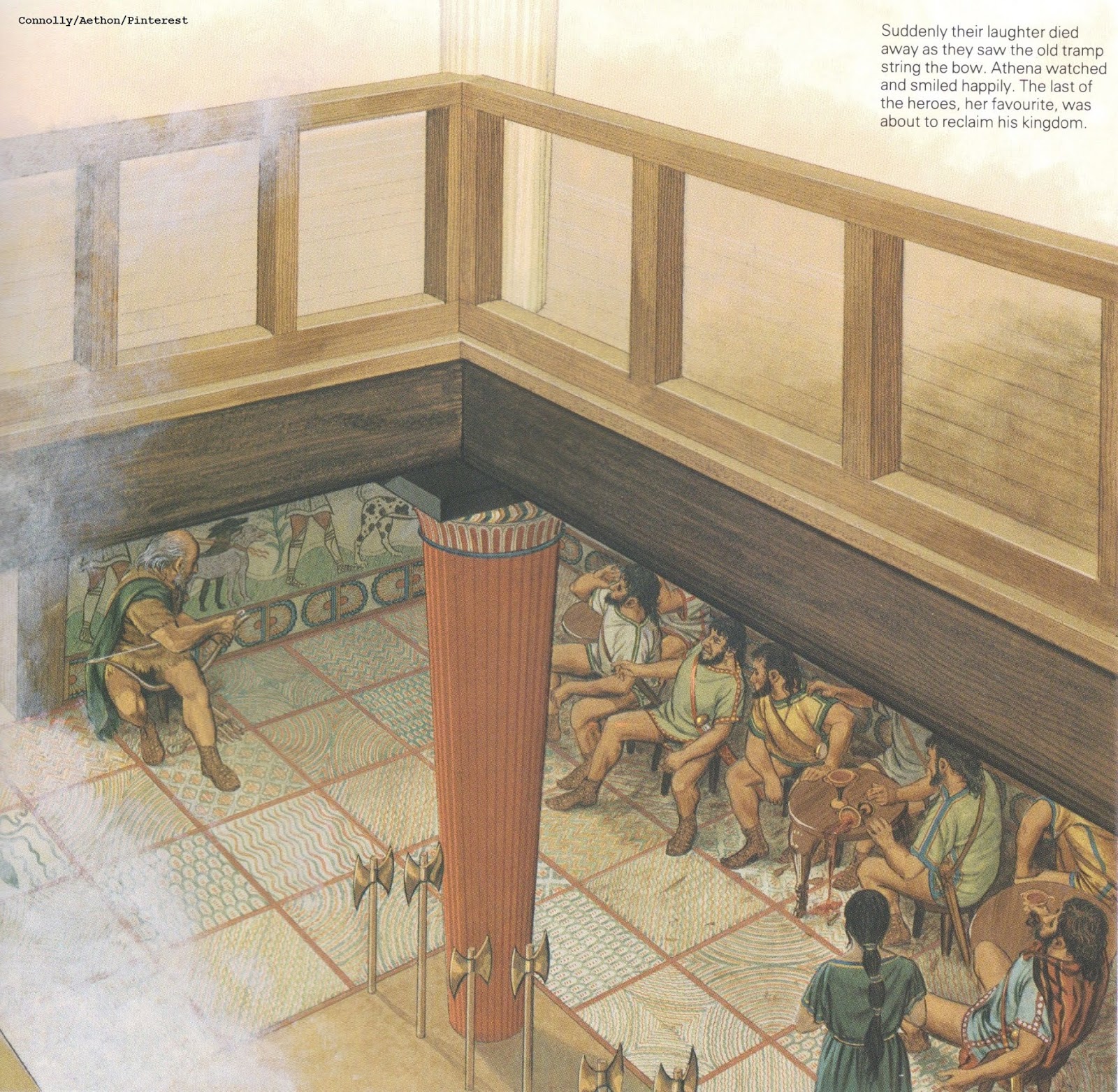 Odysseus Strings his Bow by Peter Connolly