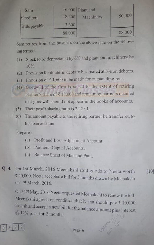 Education HSC Accounts March 2020 Board Paper With Solution.