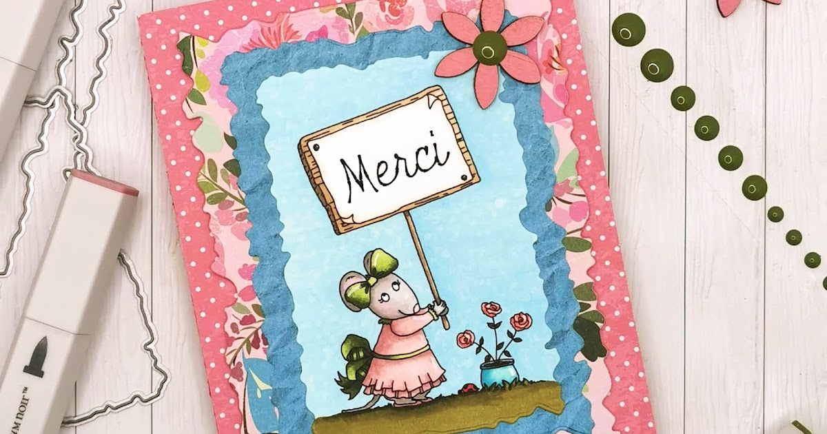 Hetty Clare Message Mouse Thank You (Merci) Card Paperesse