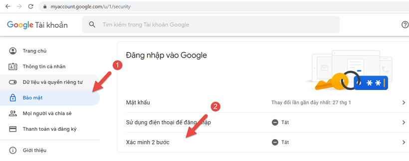 Cách bật bảo mật 2 lớp cho Gmail